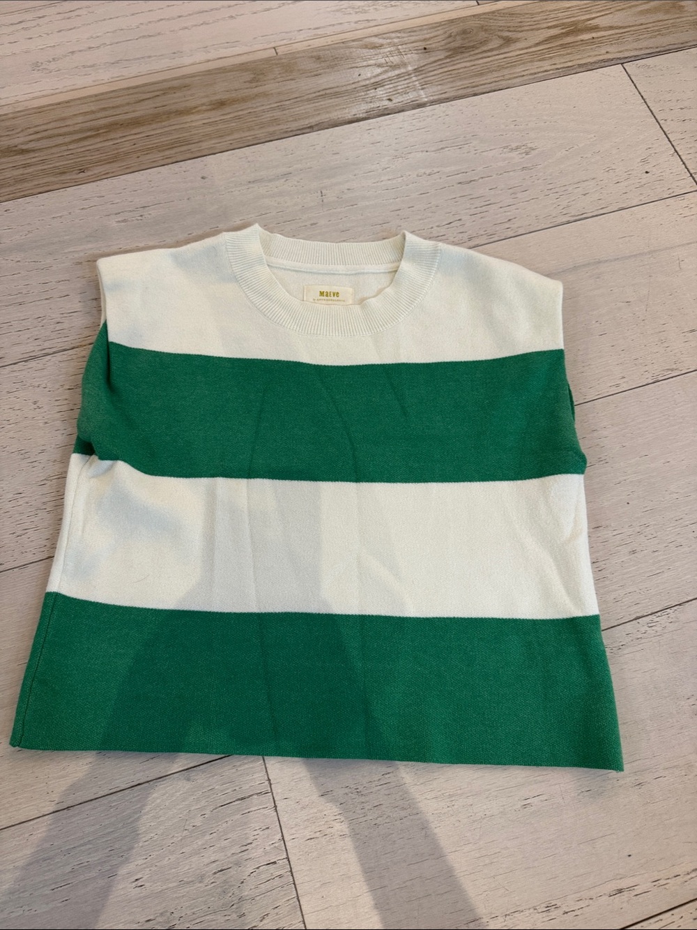 Maeve Green & White Striped Sweater Vest